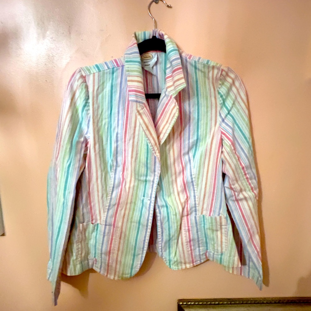 Talbots Stretch Pastel Rainbow Stripe Blazer